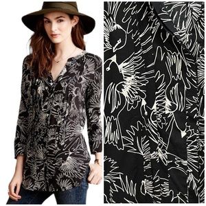 Anthropologie Maeve Bird Print Tunic Blouse